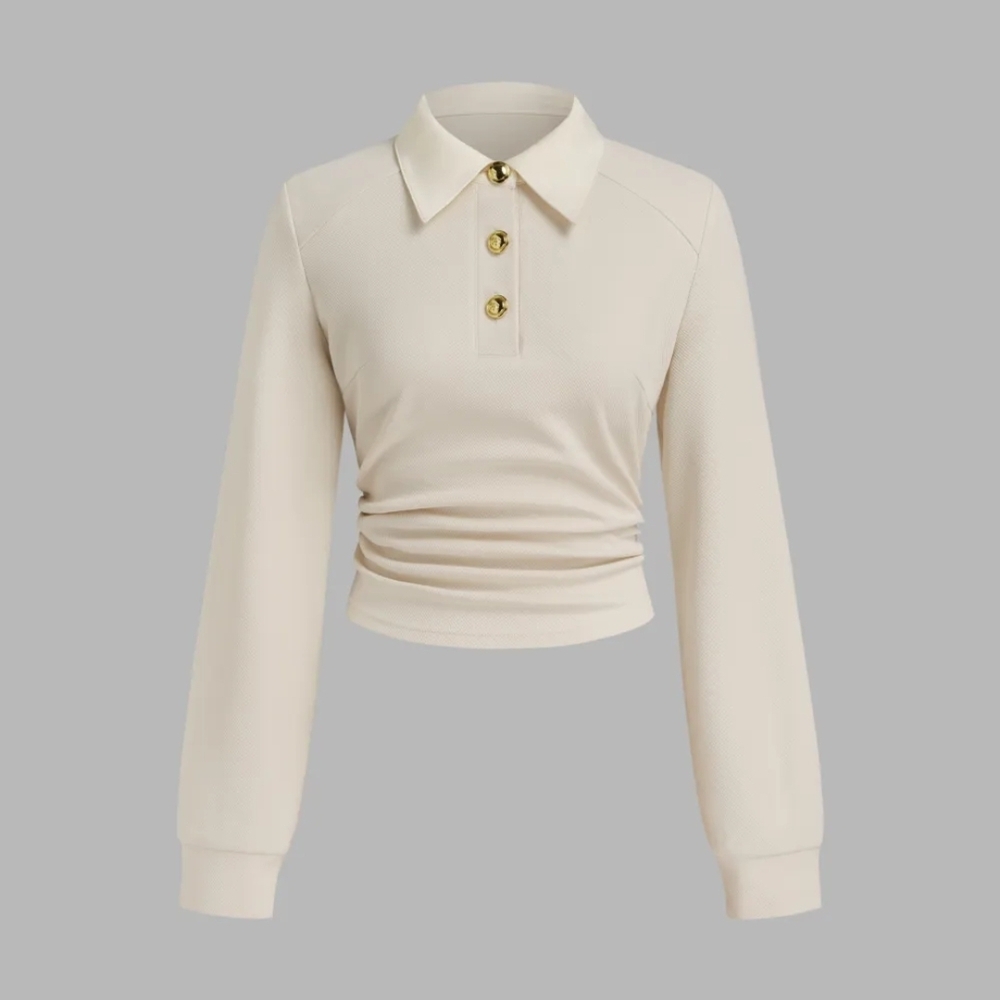 Collared Button Long Sleeve Women's Top